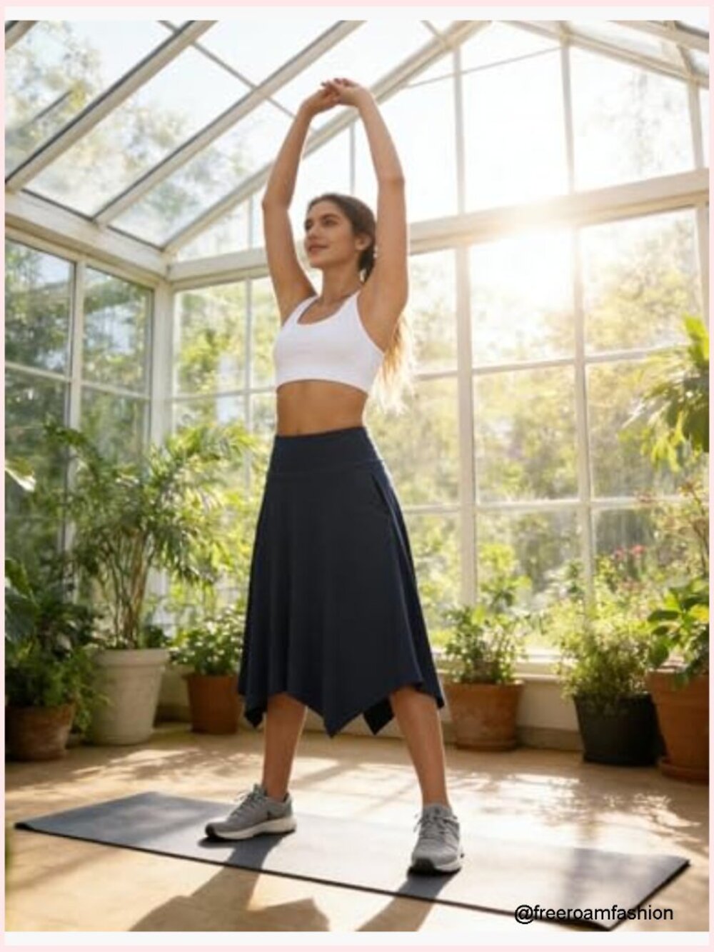 Knee Length Skort with Pockets, High Waisted Tennis Golf Skirt, Athletic Skirt - Picture 4 of 7